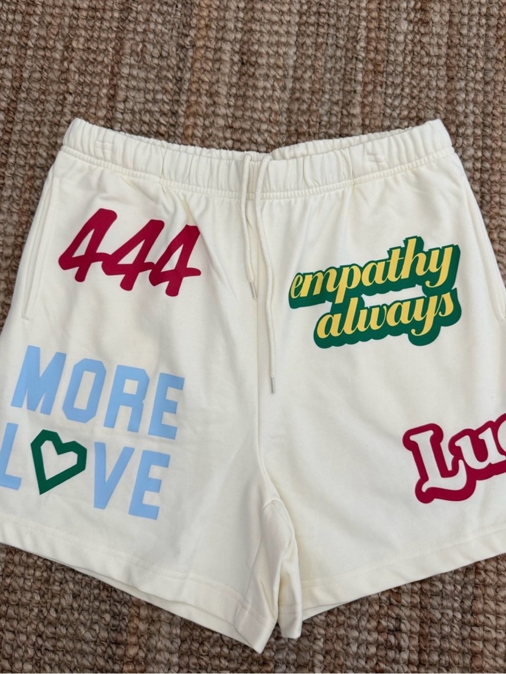 Empathy Always Cream Graphic Lounge Shorts